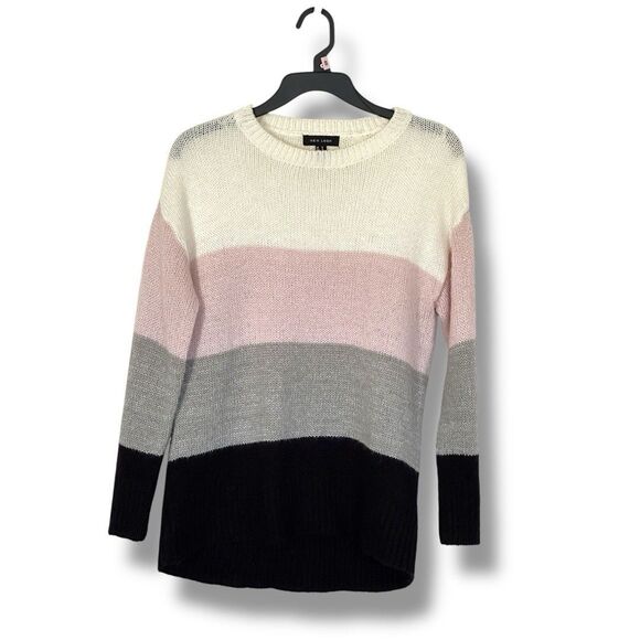 New Look Women’s Crew Neck Pastel Color Block Lightweight Sweater S - Picture 1 of 7